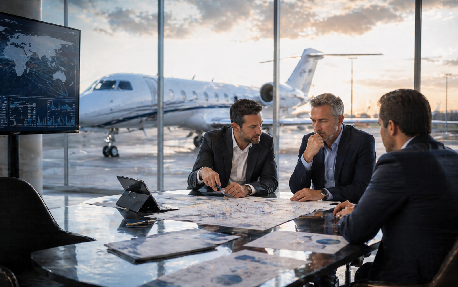 Aviation consultancy and strategic advisory meeting for operators and aviation clients